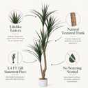 5.4FT Artificial Dracaena Tree in Pot, Evergreen Artificial Dracaena Marginata Plants Indoor, Decorative Potted Floor Plant for Living Room Porch Office Decor