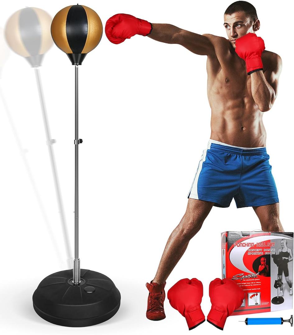 Fitness Reflex Bag, Speed Ball Stand Punching Bag with Gloves, Boxing Bag for Adults and Teens, 59IN Great MMA Training