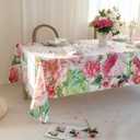 Pink Roses Rectangle Tablecloth 60x84 Inch, Waterproof Summer Floral Table Cover Rosette Table Cloth, Red Rose Rectangular Table Dcor Washable Fabric for Party, Picnic, Camping, Kitchen, Dining Room
