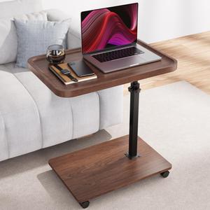 Large Size C Table End Table, Adjustable Height 360Swivel TV Tray Table for Small Spaces, Couch Tables that Slide Under, C Shaped Side Tables for Couch,TV Dinner, Living Room and Bedroom (Walnut)