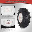 13x5.00-6 Tiller Tire and Wheel - 13x5.00-6" Heavy Duty Tiller Tire for Garden Tractor, Trencher, Tillers - 1" Axle Size - 3-1/8" Centered Hub - 4PR Tubeless - Set of Left and Right Tires
