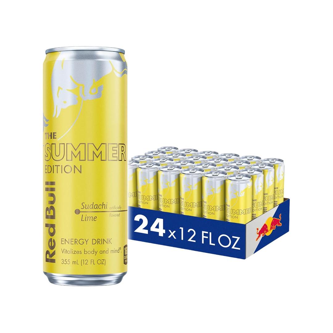 Red Bull Summer Edition Sudachi Lime Energy Drink, with 114mg Caffeine plus Taurine & B Vitamins, 12 Fl Oz, Pack of 24 Cans | contains caffeine, taurine, B-vitamins, sugar, and water, 12 fl oz, pack of 24 cans (EXP 03/10/27)