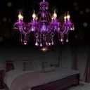 Bagood Purple 8 Lights K9 Crystal Candle Chandeliers Lighting Modern Pendant Lights Ceiling Fixture Lamp for Dining Living Room Bedroom Entry Elegant Decoration E12 Base, H20.5 x W28.3 Inch