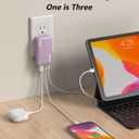 65W GaN USB C Charger, Ultra-Slim Wall Charger (Dual USB-C + USB-A) with PD3.0/PPS, Foldable Plug for Travel for MacBook, Laptops, Tablets, iPhone (Lavender Pink-65W)