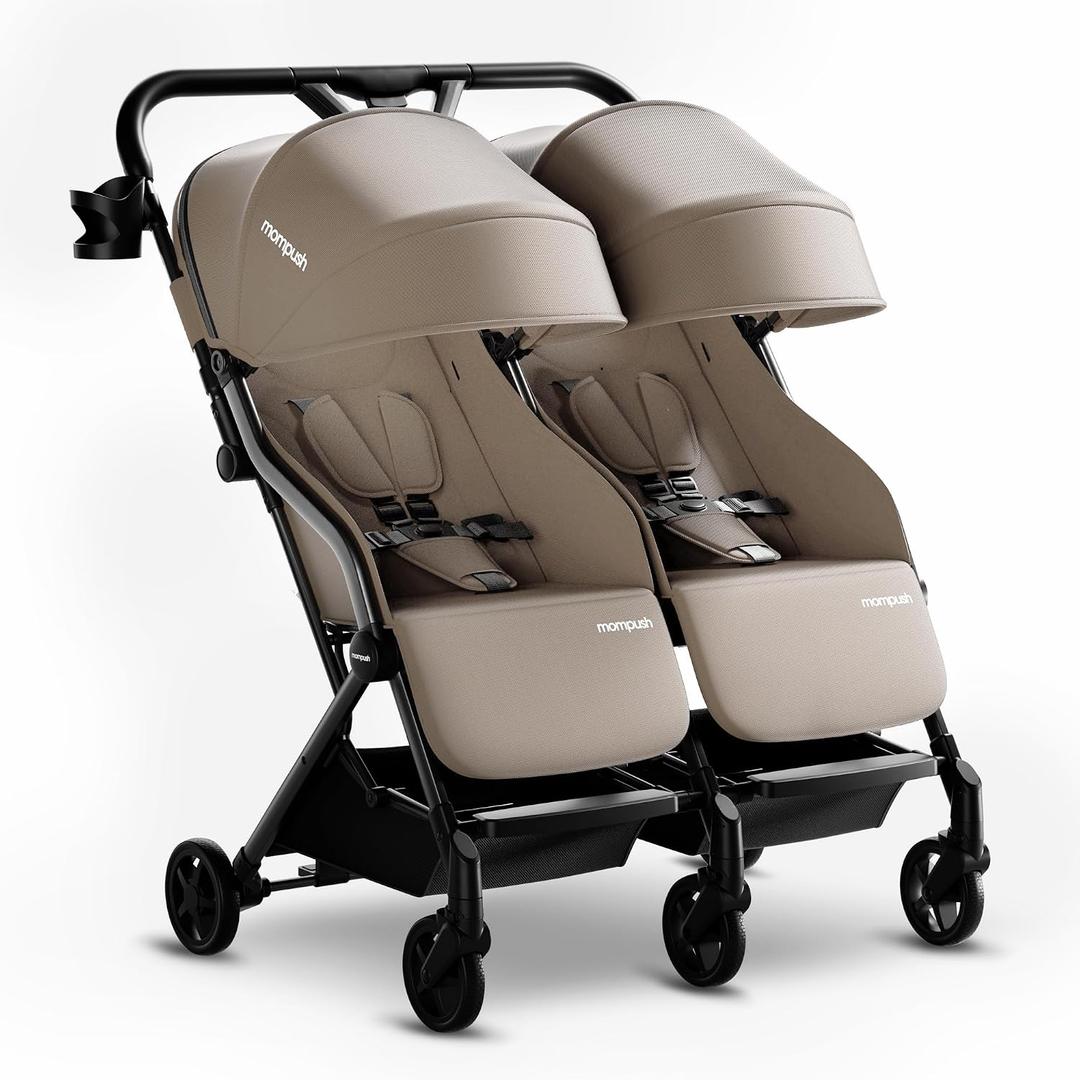 Mompush Lithe Double Stroller, Lightweight Side by Side, Infant & Toddler