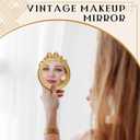 Threehoney 4 Pack Small Vintage Gold Mirror 4.1" Round Portable Bow Mirror for Women Make up Dressing Bedroom Table Decoration