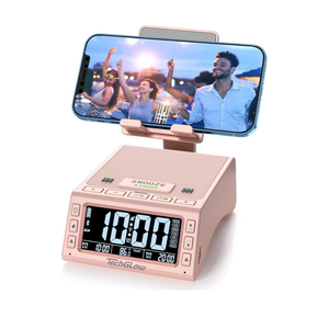 TechGlow Foldable Cellphone Stand with Wireless Bluetooth Speaker Birthday Gifts for Men Women Mother Father Cool Tech Gadgets- Pink