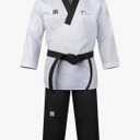MOOTO Korea Taekwondo Poomsae Uniform WT Logo Taebek Dan MMA Martial Arts Karate Judo Kick Boxing (170(Height:170~179cm)(5.58~5.87ft), 1. Male), L