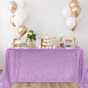 Victree Light Purple Sequin Tablecloth - 50x80 Inches Rectangle Tablecloth Glitter Tablecloth for Party Baby Shower Christmas Decorations