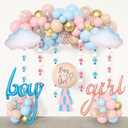 Ouddy Party Gender Reveal Decorations, Pastel Pink and Blue Nude Confetti Balloons Arch Kit Star Hanging Cloud Garland Paper Tassels He or She Boy or Girl Gender Reveal Baby Shower Party Supplies