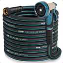 Garden Hose 75 ft x 5/ 8" with Nozzle, Water Hose Heavy Duty Flexible, Lightweight Kink-less Hybrid Hose with Swivel Handle, Male to Female Fittings