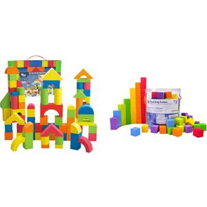 41pcs Foam Blocks & 105pcs Counting Cubes Bundle, STEM Learning & Building Set for Kids