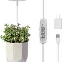 LORDEM Grow Light, Full Spectrum LED Plant Light for Indoor Plants, Height Adjustable Growing Lamp with Auto On/Off Timer 4/8/12H, 4 Dimmable Brightness, Ideal for Small Plants