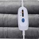 Electric Blanket Full Size 72" x 84" Flannel Heated Blanket,10 Hours Timer Auto-Off,4 Heating Levels, for Bedroom Office Couch, Grey