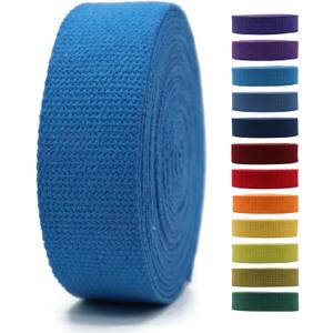 Cotton Webbing 2" & 1.5'' & 1" - 5 Yards - 50+ Colors -%100 Natural Cotton - Turkish Woven - Heavy 1 Inch 1.5 Inch 2 Inch Blue Canvas Webbing for Sewing Straps Bag Climbing Indoors Craft DIY 11404 (Blue)