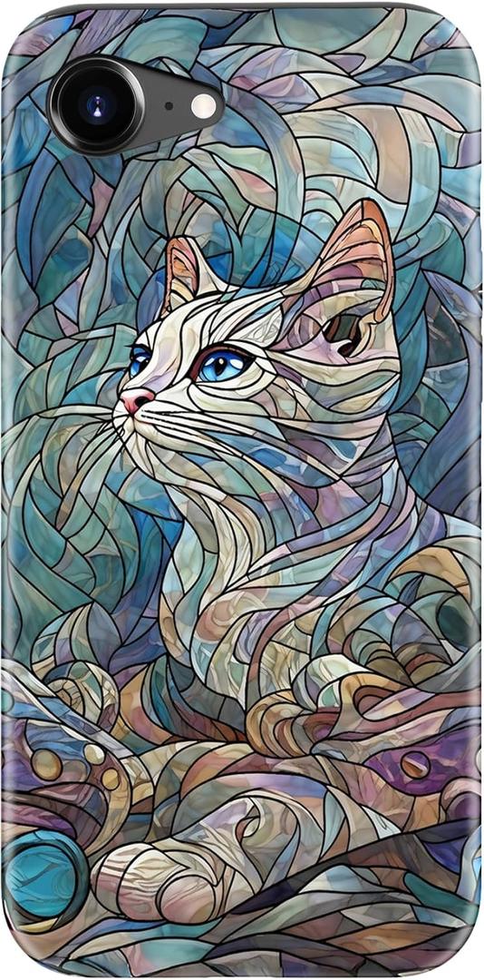 for iPhone 16e Case - Wireless Charging Compatible - Dual-Layer Hard Shell + Silicone Cover - Shockproof Protective Phone Case with Stylish Designs for Women - an Abstract Ragdoll Cat