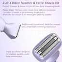 Electric Razors for Women Face Full Body, 2-in-1 Bikini Trimmer and Shavers for Womens Legs Arms Underarm Pubic Hair, Comfort Smooth Lady Body Trimmers IPX7 Waterproof Wet and Dry, USB-C Rechargeable