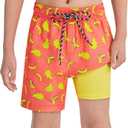 Cozople Boys Swim Trunks Compression Liner Swim Shorts Quick Dry Bathing Suit with Boxer Brief Swimwear 2-20T (4T, Banana)