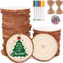 30PCS 3.5"-4" Unfinished Wooden Ornaments for Crafts, Wood Slices, Kids Wooden Painting Kit Arts Crafts, DIY Ornaments for Kids Crafting Painting Winter New Year Party Hanging Decorations