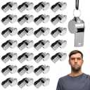 Stainless Steel Whistle Bulk with Lanyard, Loud, Clear Sound Metal Referee Whistle Bulk Sports Whistles