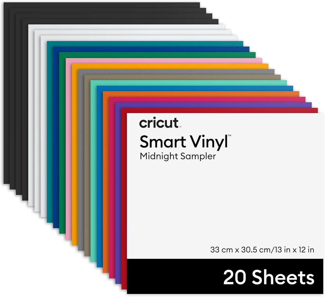 Cricut Smart Vinyl Matless Permanent Vinyl, Colorful Sampler 13 in x 12 in (20 ct)