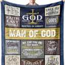 YSBLGWE Man of God Blanket 50"x60", Christian Gifts for Men, Religious Gifts for Men Faith, Man of God Gifts, Catholic Gifts, Bible Gifts, Religious Gifts, Christian Gifts Ideas for Father's Day