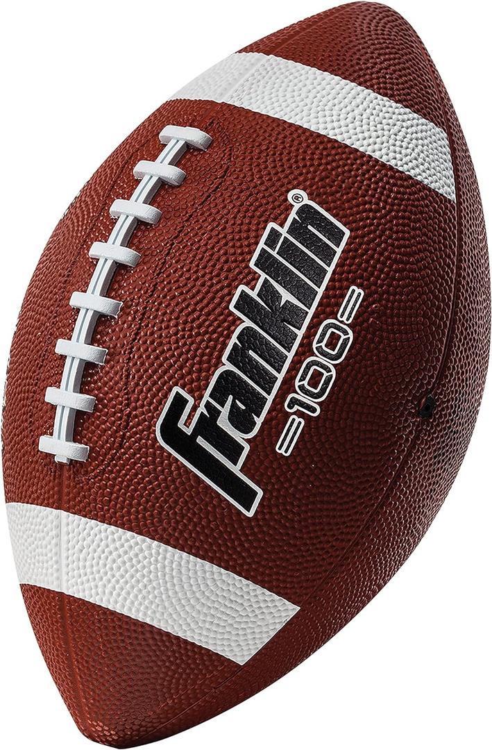 Franklin Sports Kids Junior Grip-Rite Youth Junior Size Rubber Footballs - Peewee Kids Durable Outdoor Footballs - (Brown/White)