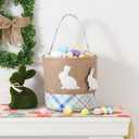 2 x Easter Basket  Bunny Basket with DIY Blank Wooden Bunny Tag for Kids, Boys, Girls, Easter Egg Hunt, Candy Gift Storage (Bule)