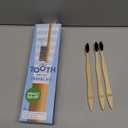 Bamboo Charcoal Toothbrushes (4 Pack) with Travel Case & Stand - Extra Soft Bristles for Adults & Kids Teeth | Zero Waste Travel Toothbrush Kit | Natural Eco-Friendly Wooden Brush Holder Cover