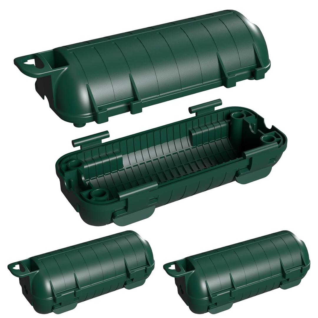 2 Pack Extension Cord Cover Waterproof, Outdoor Cord Connection Protector for Outside with 4 Removable Latches, Electrical Box Plug Covers for Patio, Power Tools, Holiday Decoration Lights, Green