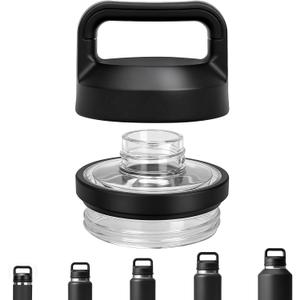 Chug Cap Replacement Compatible with Yeti Rambler, Screw Top Lid for YetiRambler 18/26/36/46/64 OZ, Leak-Proof,Lightweight Durable BPA- FREE Dishwasher-Safe, Lid Accessorie for Yeti, Black 1pcs
