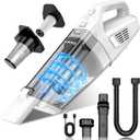 Handheld Vacuum Cordless, 15000PA Strong Suction Hand Held Car Vacuum Cleaner Portable with Multi-Nozzles & Washable Filter, Lightweight Dust Busters Rechargeable for Home, Car, Office, Pets (White & Silver)