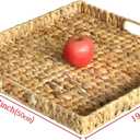 Extra Large Square Ottoman Table Tray 19.7" with Handles - Handmade Wicker Serving Hand Woven Tray for Farmhouse Decorative Oversized Coffee Table Trays Living Room Kitchen Counter Breakfast