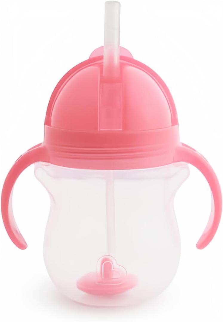 Munchkin Weighted Straw Sippy Cups for Toddlers 7oz, Leak Proof, Easy to Hold - Great toddler cups with straws, Supports Straw-use Education, Straw Cups (Pink)