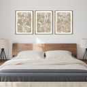 ANHUIB Beige Floral Canvas Wall Art Neutral Botanical Wall Decor 12x16 Inch Set of 3 for Living Room Bedroom Bathroom