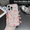 Jmltech for iPhone 16 Pro Max Case Women Girly Aesthetic Floral Shockproof Slim Thin Protective Flowers Flexible Silicone Cases for iPhone 16 Pro Max Pink with Beaded Phone Charms Wristlet