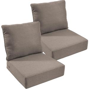 Outdoor Chair Cushions Set of 2, Waterproof 24x24 Patio Chair Cushion, 6" Thickened Seat Cushion for Outdoor Furniture, Couch Cushion Replacement, Include 2 Back & 2 Seat Cushions, Thick/Grey (24"x24" Thick - 2 Sets, Gray)