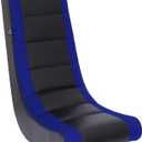 The Crew Furniture Kids & Teens Classic Video Rocker Gaming Chair  Lightweight Ergonomic Floor Rocker in Black and Blue with Easy-Clean Faux Leather & Mesh