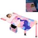 Airplane Bed for Toddler with Blanket, Baby Airplane Travel Essentials, Airplane Seat Extender for Kids, Unicorn