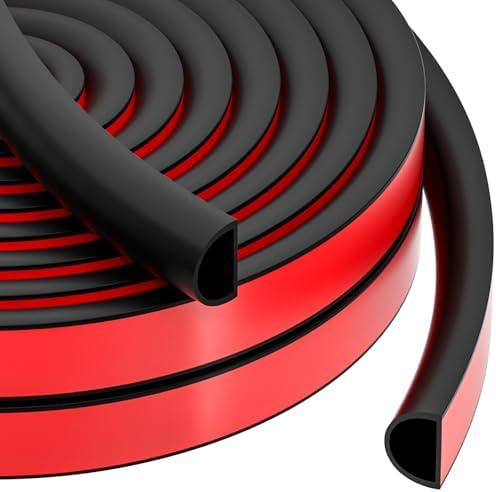 2 Pack 23FT Weather Stripping, Self Adhesive Door Weather Stripping, Silicone Door Seal Strip for Frame& Window (Black, 3/8"(W)×1/4"（T) ×23ft(L)