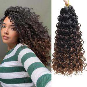 YXCHERISHAIR 8 Packs Curly Crochet Hair GoGo Curl Crochet hair for Women Deep Wave Braiding hair,Synthetic Bohemian Crochet Braid Water Wave Crochet hair Extensions(1B/4/30, 14inch)