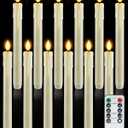 Homemory 12 Pcs Plastic Flameless Taper Candles with Remote Timer Dimmer, Ivory Led Candlesticks with Flickering Flame Light, Lifelike Taper Candles Battery Operated for Indoor Decoration 9.6 Inches
