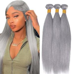 Bundles Human Hair 26 28 30 Inch Sliver Grey Straight Wave Human Hair Bundles Sliver Grey Unprocessed Brazilian Virgin Quick Weave Hair for Black Women