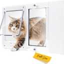 Full-Size Window Pet Door for Cats & Small Dogs, Width Adjustable Fits Sliding Windows, 10-Min Install, Aluminum Frame, HD High-Transparency Glass, Weatherproof Design, Magnetic Close