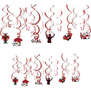 2 x 12Pcs Soccer Star Hanging Swirls Decorations Soccer Party Spiral Decor Sports Themed Party Supplies