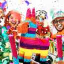 Poen 21 inches Large Rainbow Donkey Piata Multicolor Party Donkey Piata 21 x 15.7 x 6 Inches Mexican Theme Party Decoration Carnivals Festivals, Taco Tuesday Event Birthdays, Cinco De Mayo