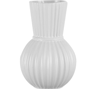 White Ceramic Vase for Flowers, Small Round WhiteVase for Home Decor, Pampas Grass Vase for Living Room, Office, Entryway, Shelf, Dining Table, 7 inches