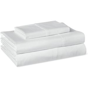 Amazon Basics Organic Cotton Sheet Set with 1-Piece Pillowcase, White, Twin XL