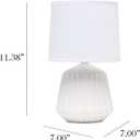 Simple Designs LT1120-OFF Petite Mini Pleated English Ceramic Base Table Lamp, Off White