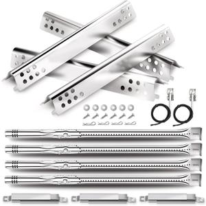Uniflasy Grill Replacement Parts for Charbroil Advantage Series 4 Burner 463344116 466344116 Gas Grills, Stainless Steel G432-8M00-W1 Burner Tube, G361-0003-W1 Heat Plate, Adjustable Crossover Tube